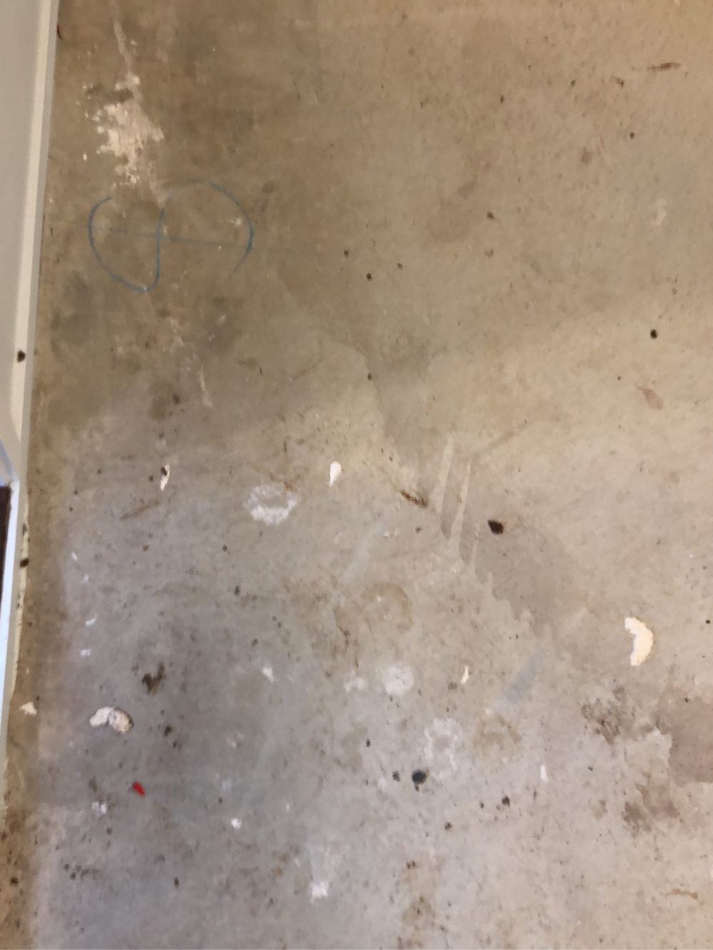 Staining left across the finished slab, found during a building inspection in Tarneit