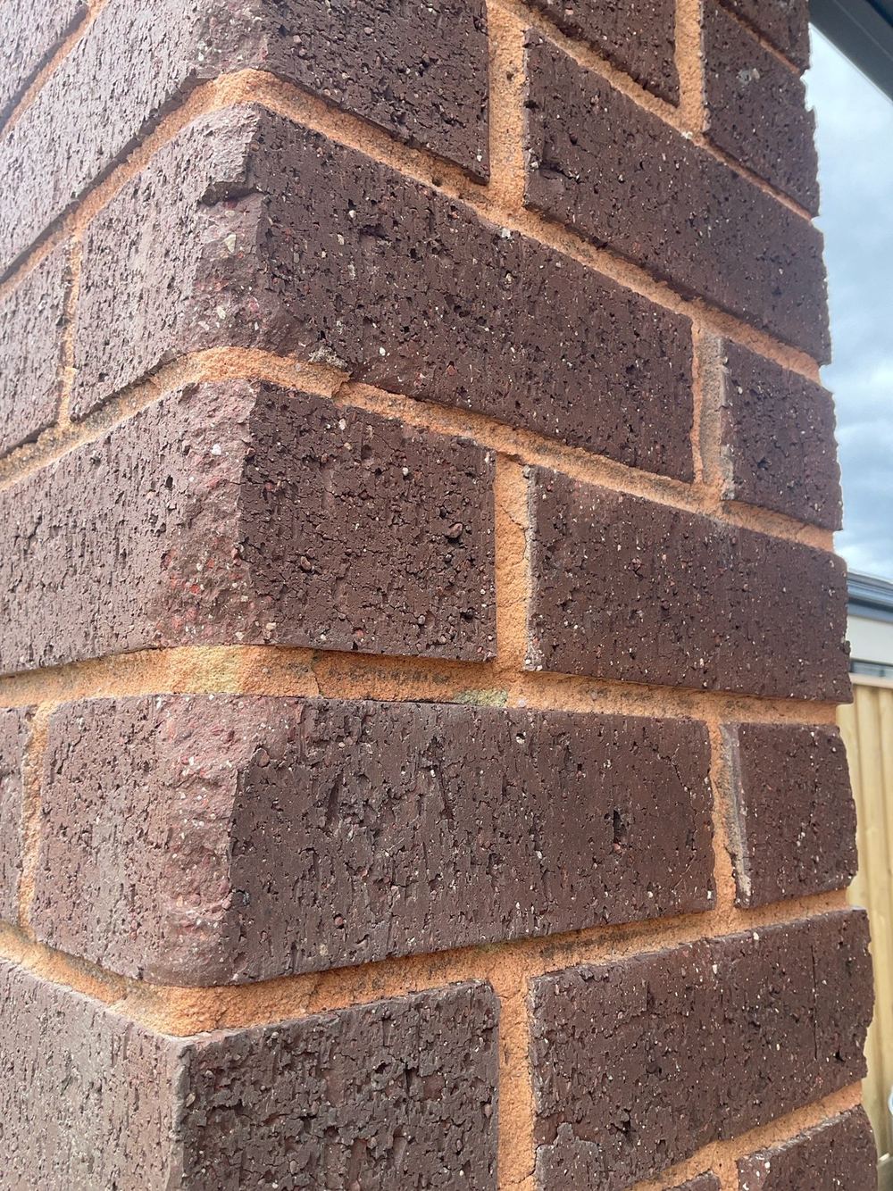 Repair mortar does not match the original brickwork colour, found during a defect investigation inspection in Tarneit